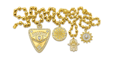 Buddha Mama gold diamond pendants
